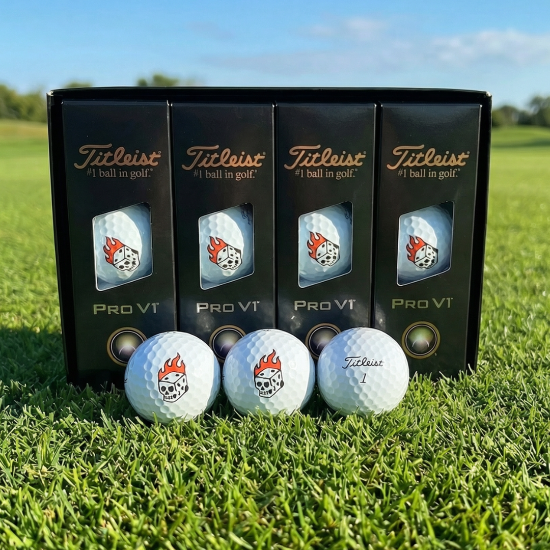 Flaming Dice Titleist Pro-V1 Golf Balls: Sleeve of 3