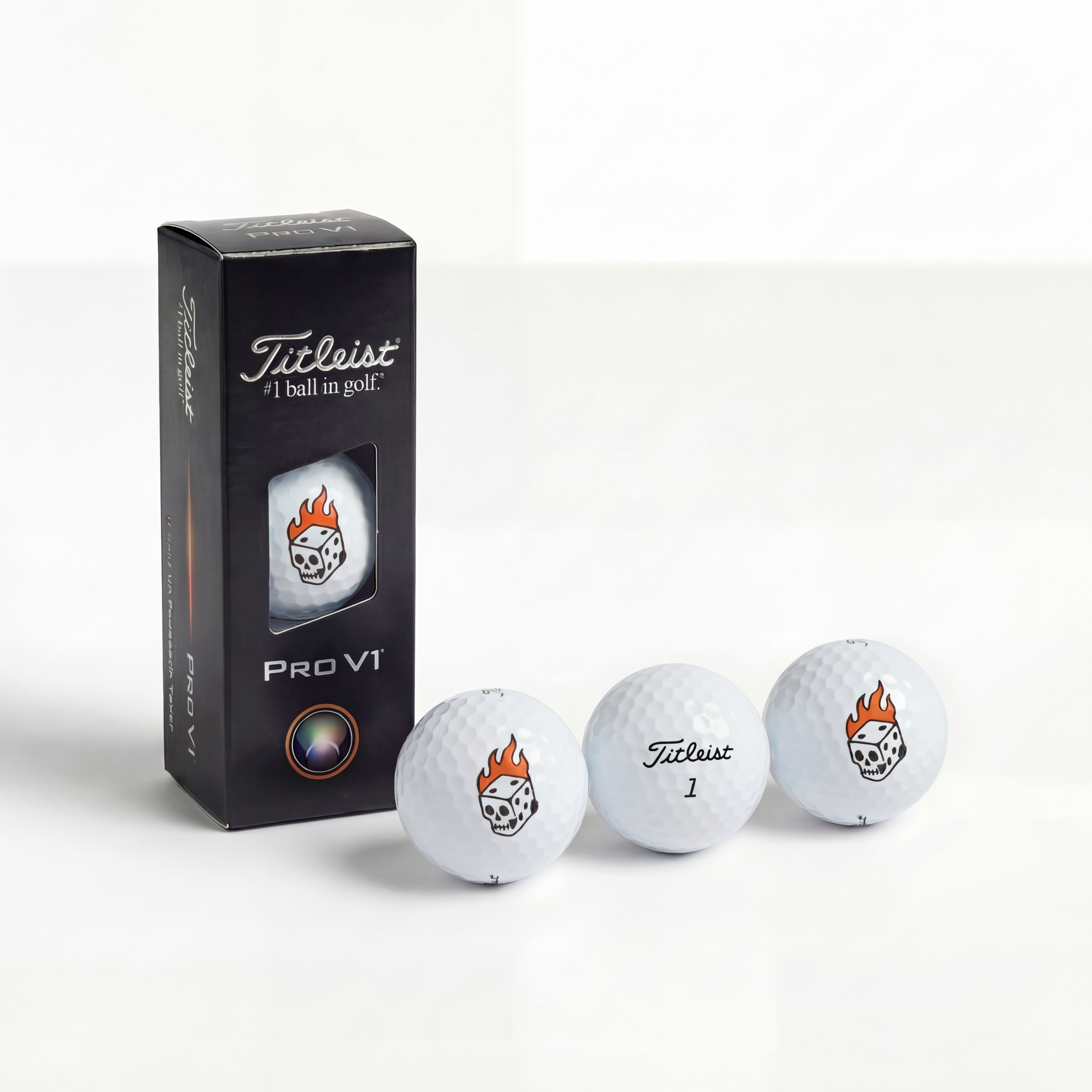 Flaming Dice Titleist Pro V1 Golf Balls – Sleeve