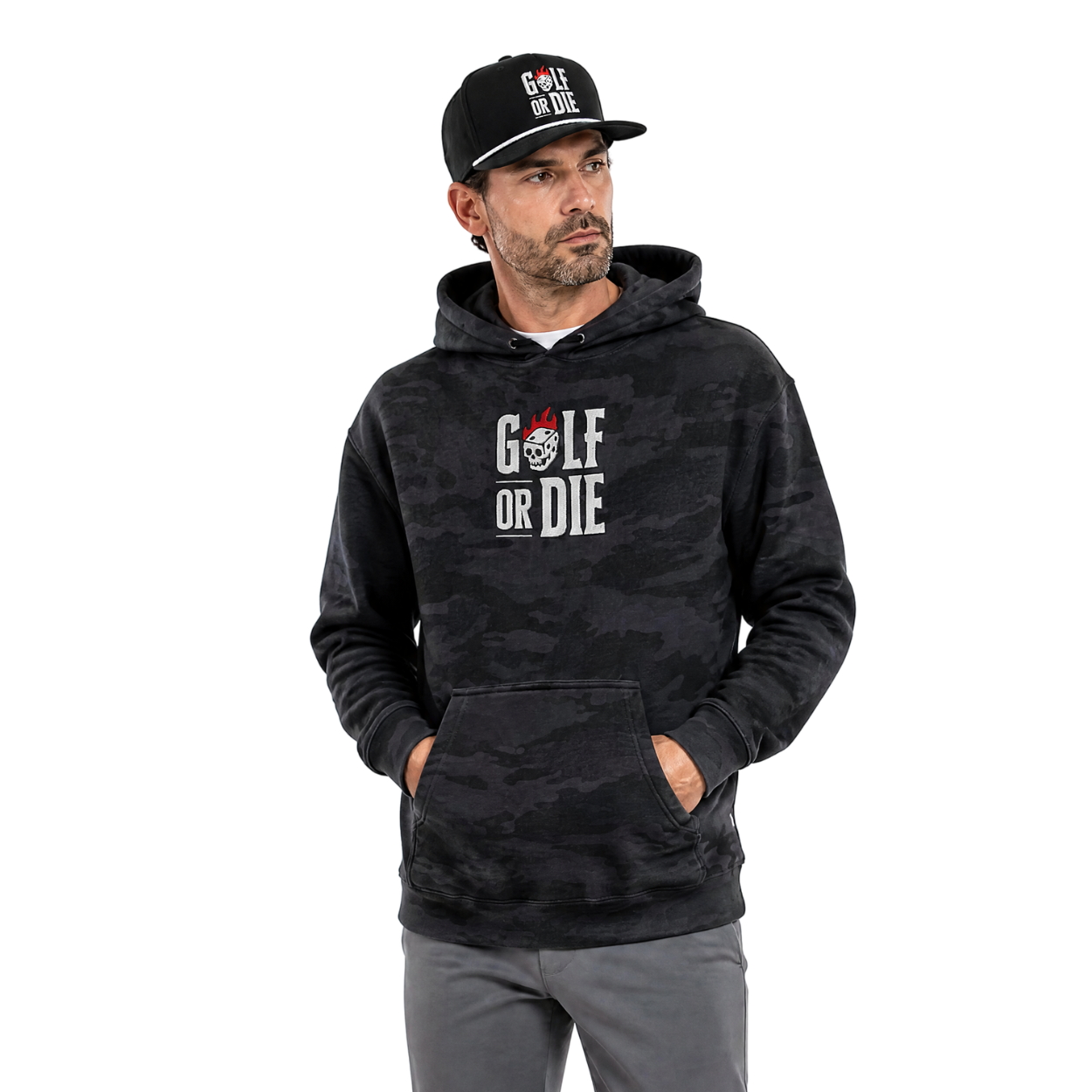 Stacked Black Camo Hoodie