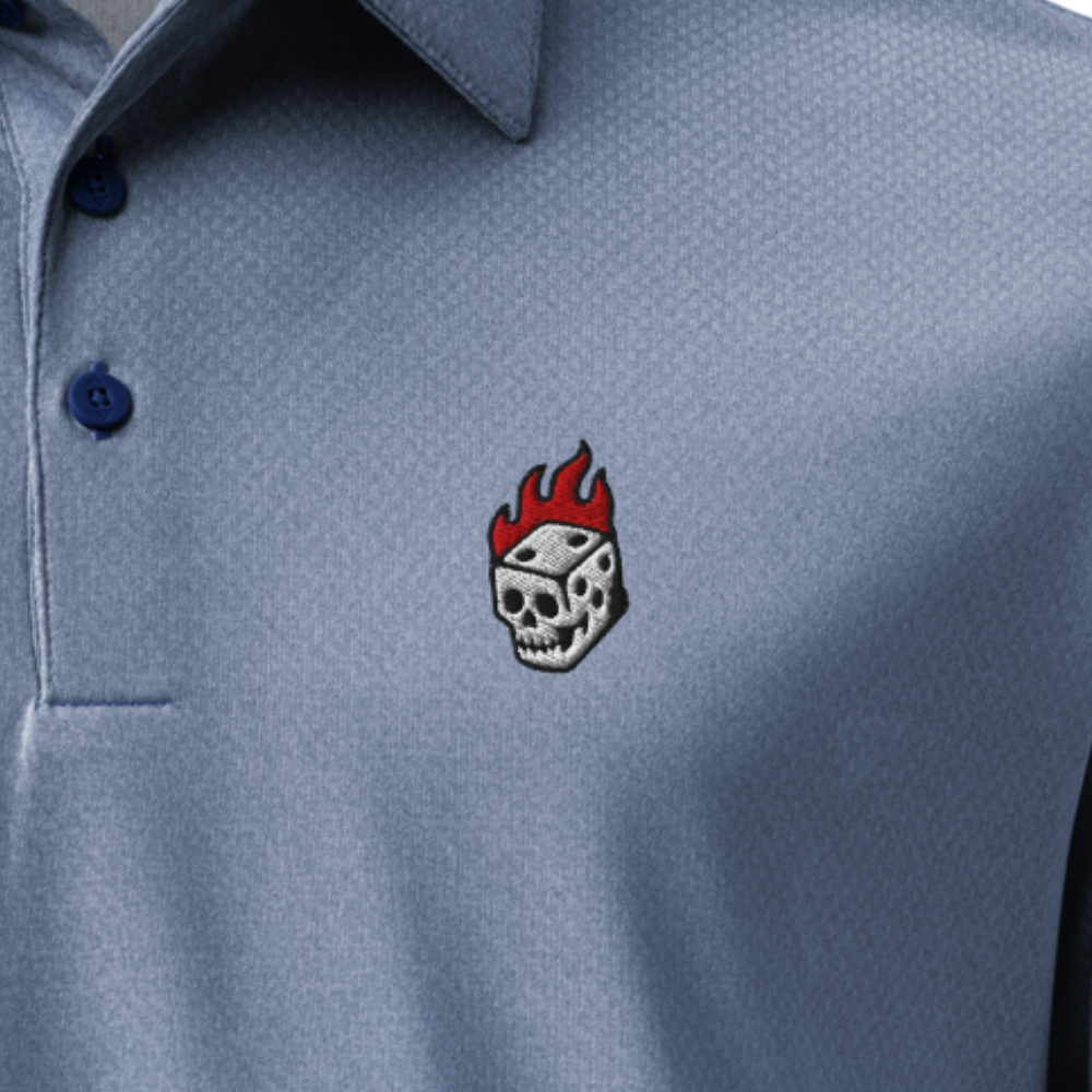 Flaming Dice Fitted Polo