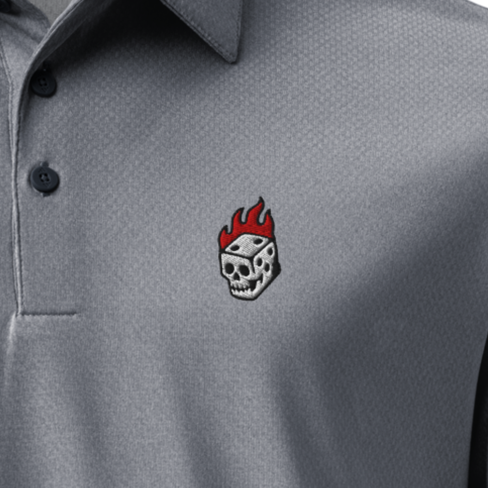 Flaming Dice Fitted Polo