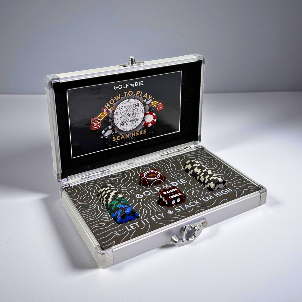 Portable golf game with poker-themed design.